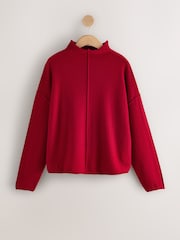 Cherry Red 100% Cashmere N.Premium Roll Edge Jumper - Image 6 of 8