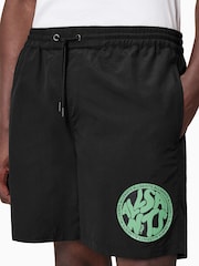 AllSaints Black Distortion Swimshorts - Image 3 of 9