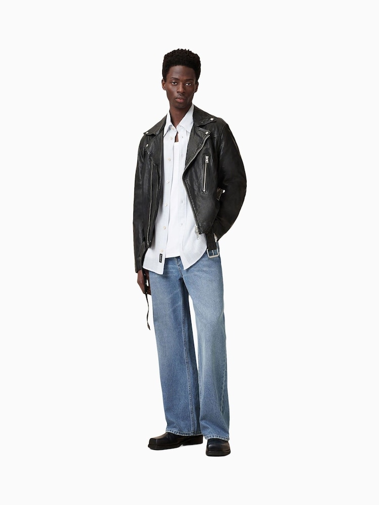 AllSaints Black Comet Biker Jacket - Image 1 of 8
