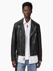 AllSaints Black Comet Biker Jacket - Image 2 of 8
