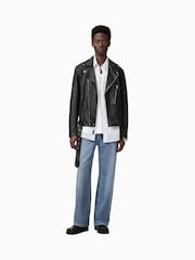 AllSaints Black Comet Biker Jacket - Image 4 of 8