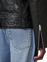 AllSaints Black Comet Biker Jacket - Image 6 of 8