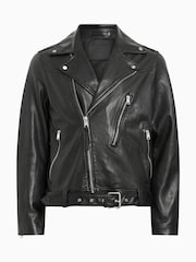 AllSaints Black Comet Biker Jacket - Image 8 of 8