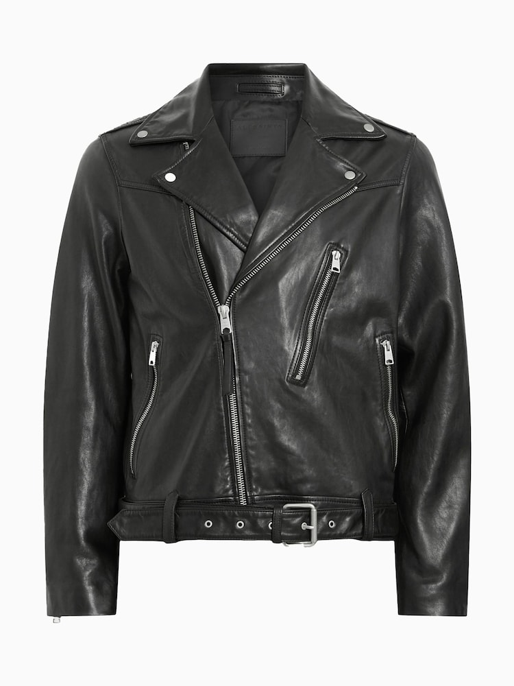AllSaints Black Comet Biker Jacket - Image 8 of 8
