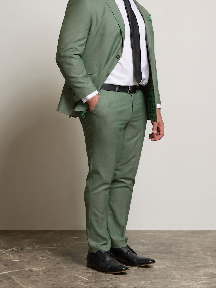 BadRhino Big & Tall Green Textured Suit Trousers - Image 1 of 6 BadRhino Big & Tall Green Textured Suit Trousers - Image 1 of 6