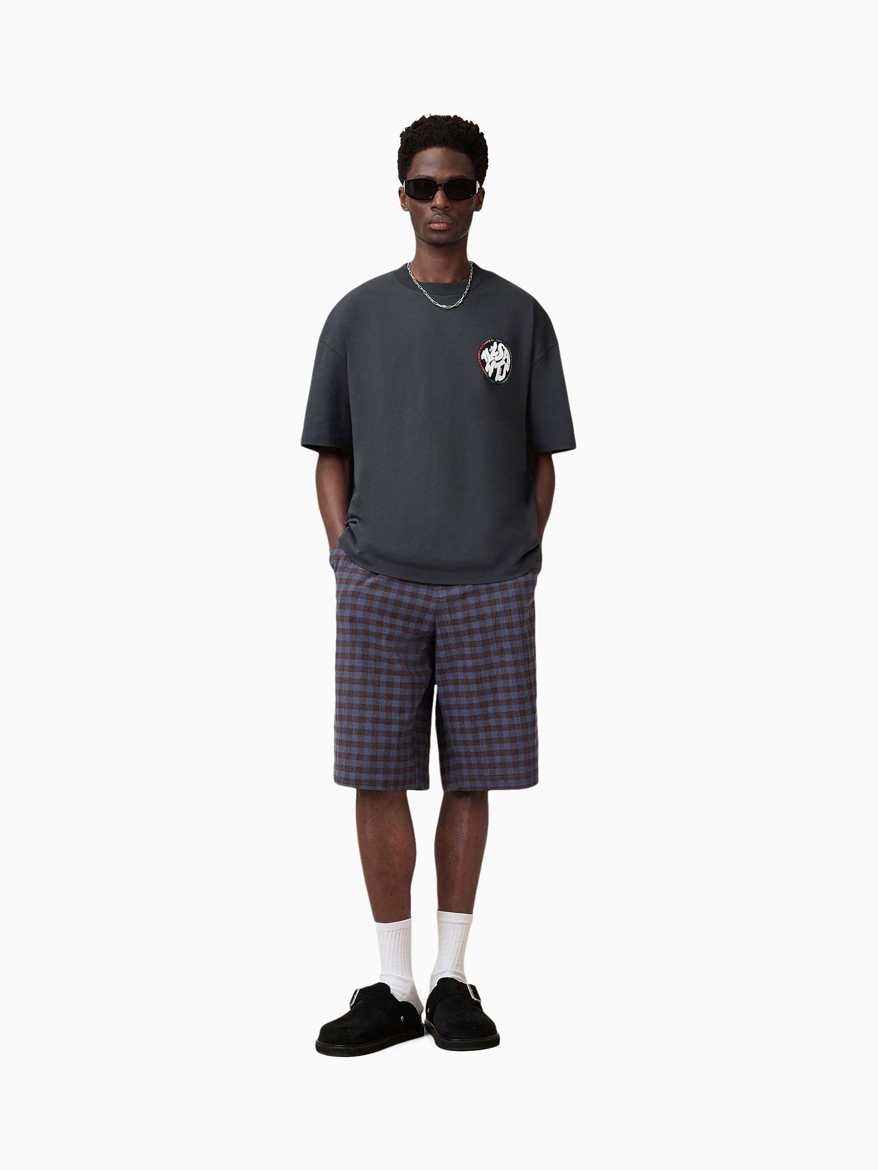 Buy AllSaints Black Pride Distortion Short Sleeve Cotton T-Shirt