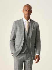 Skopes Grey Tailored Fit Dettori Check Suit Jacket - Image 1 of 6