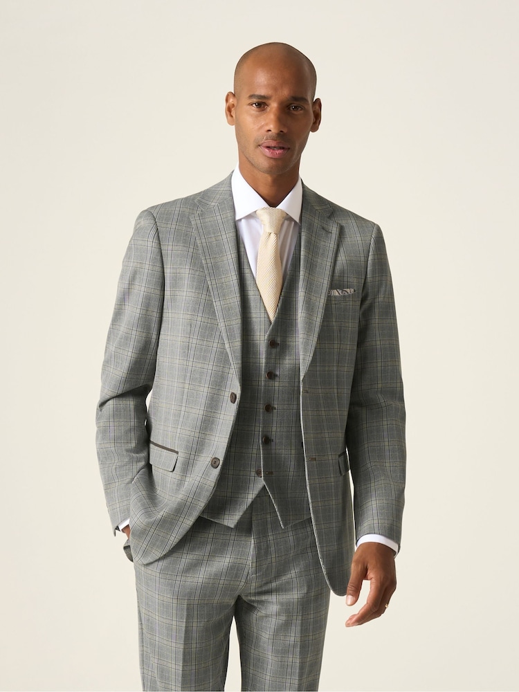 Skopes Grey Tailored Fit Dettori Check Suit Jacket - Image 1 of 6