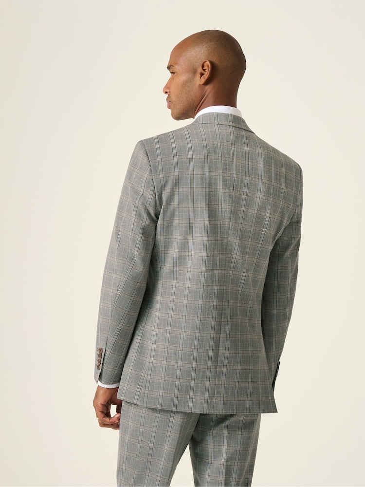 Skopes Grey Tailored Fit Dettori Check Suit Jacket - Image 2 of 6