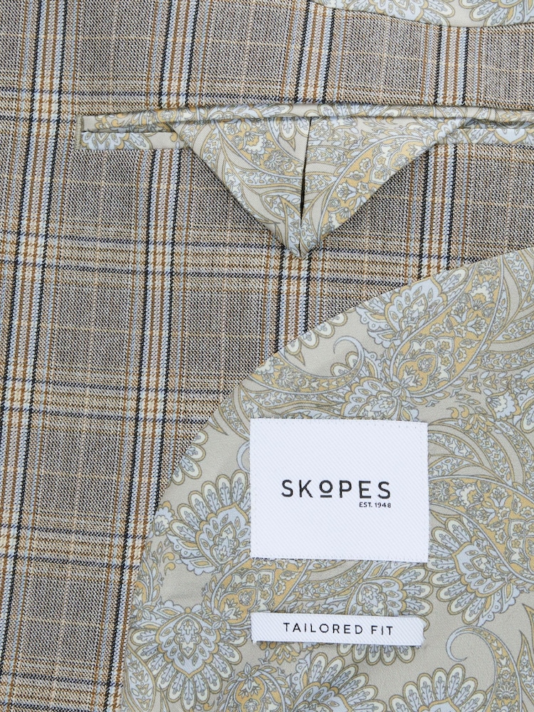 Skopes Grey Tailored Fit Dettori Check Suit Jacket - Image 6 of 6