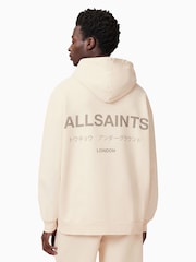 AllSaints Cream Underground Oth Hood 100% Organic Cotton Sweatshirt - Image 6 of 7
