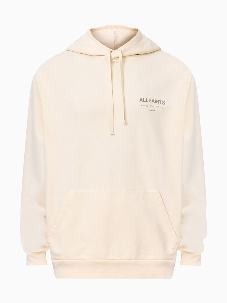 AllSaints Cream Underground Oth Hood 100% Organic Cotton Sweatshirt - Image 7 of 7