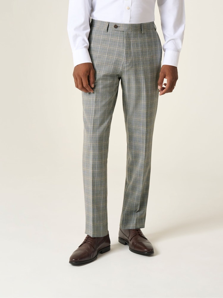 Skopes Grey Tailored Fit Dettori Check Suit Trousers - Image 1 of 5 Skopes Grey Tailored Fit Dettori Check Suit Trousers - Image 1 of 5
