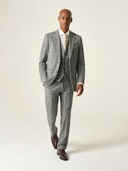 Skopes Grey Tailored Fit Dettori Check Suit Trousers - Image 3 of 5