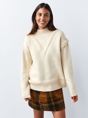 Ecru Cotton/Wool Blend Double Layer Jumper - Image 1 of 8