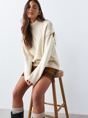 Ecru Cotton/Wool Blend Double Layer Jumper - Image 2 of 8