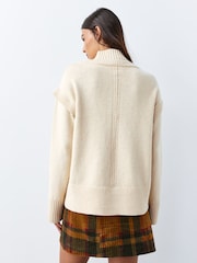 Ecru Cotton/Wool Blend Double Layer Jumper - Image 3 of 8