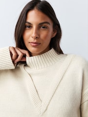 Ecru Cotton/Wool Blend Double Layer Jumper - Image 4 of 8