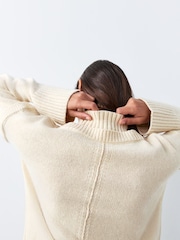 Ecru Cotton/Wool Blend Double Layer Jumper - Image 5 of 8