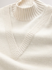 Ecru Cotton/Wool Blend Double Layer Jumper - Image 7 of 8