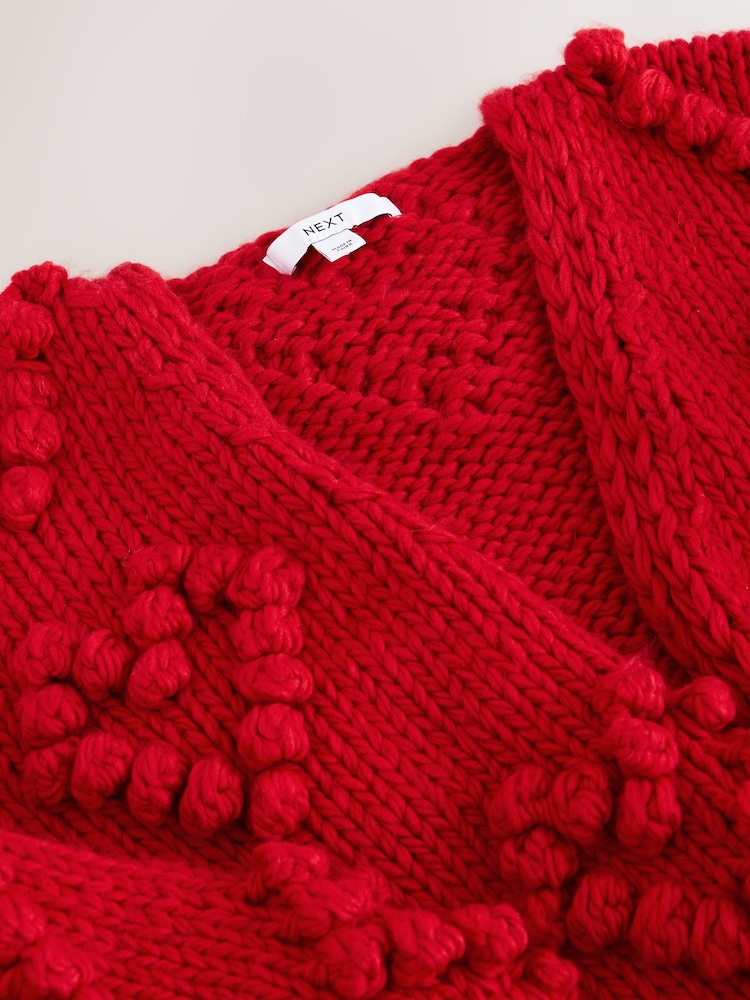 Cherry Red Hand Stitch Heart Detail Cardigan - Image 2 of 3