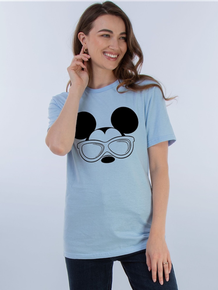 Brands In Blue Women Boyfriend Fit Disney Mickey Mouse Sunglasses 100% Cotton T-Shirt - Image 1 of 4