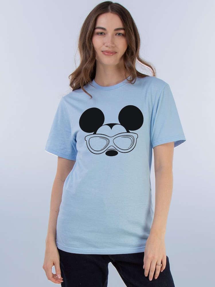 Brands In Blue Women Boyfriend Fit Disney Mickey Mouse Sunglasses 100% Cotton T-Shirt - Image 2 of 5 Brands In Blue Women Boyfriend Fit Disney Mickey Mouse Sunglasses 100% Cotton T-Shirt - Image 2 of 5