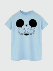 Brands In Blue Women Boyfriend Fit Disney Mickey Mouse Sunglasses 100% Cotton T-Shirt - Image 3 of 4
