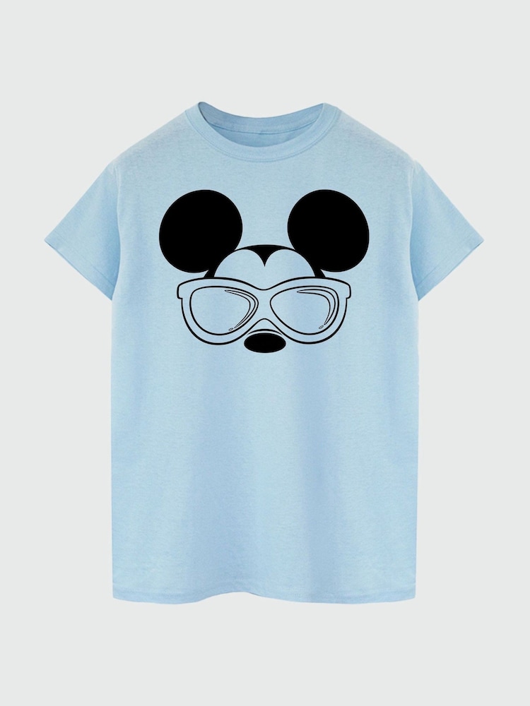Brands In Blue Women Boyfriend Fit Disney Mickey Mouse Sunglasses 100% Cotton T-Shirt - Image 3 of 4