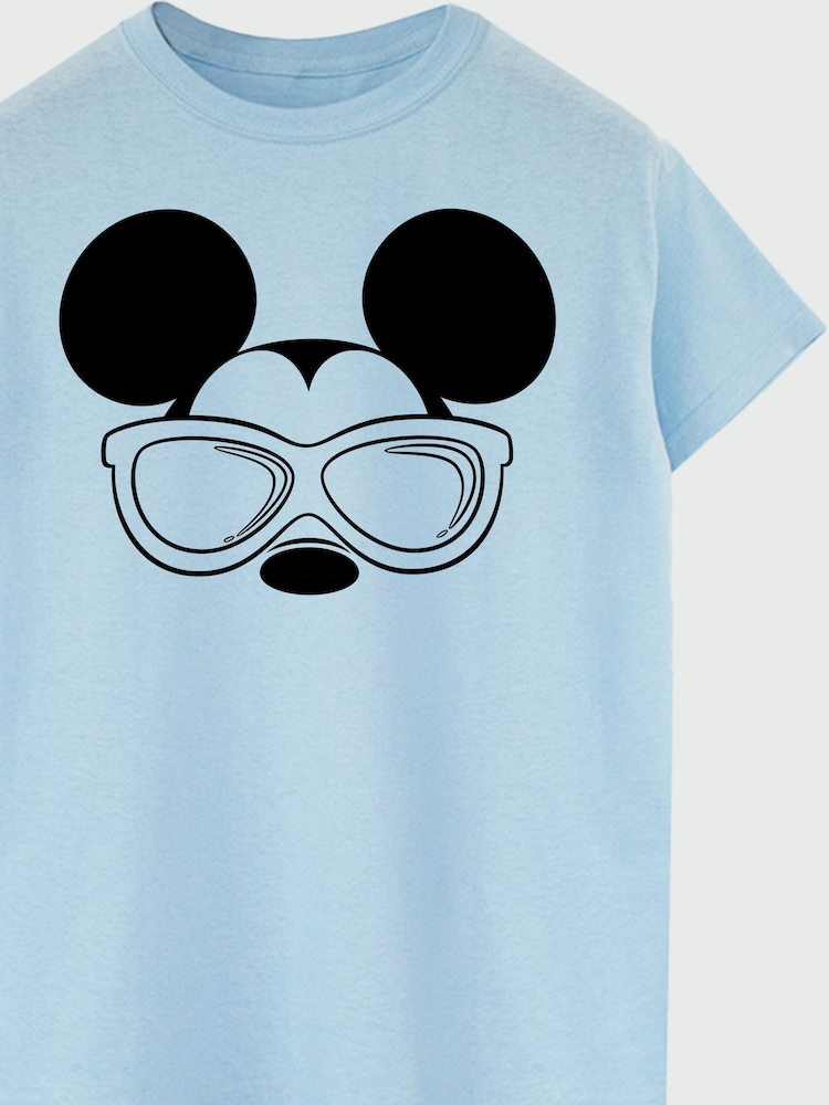 Brands In Blue Women Boyfriend Fit Disney Mickey Mouse Sunglasses 100% Cotton T-Shirt - Image 4 of 4