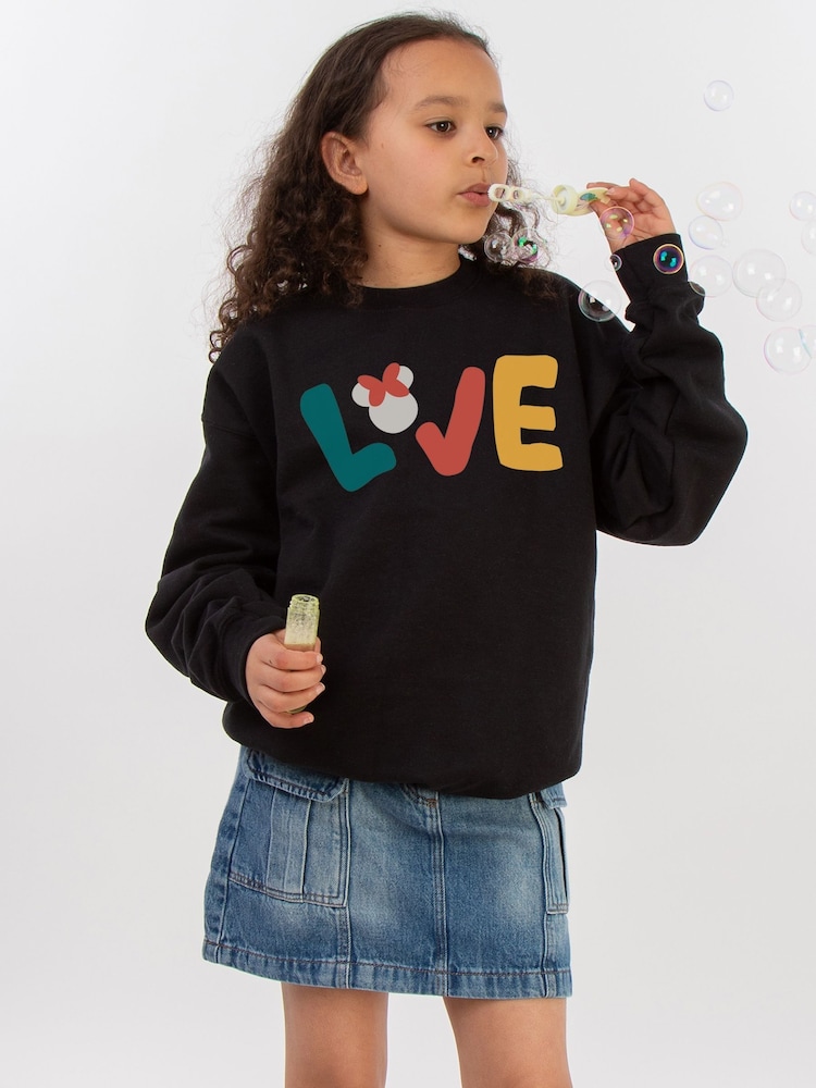 Brands In Black Girls Disney Minnie Mouse Love Sweatshirt - Image 1 of 4