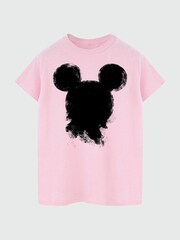 Brands In Pink Women Boyfriend Fit Disney Mickey Mouse Paint Head 100% Cotton T-Shirt - Image 3 of 5