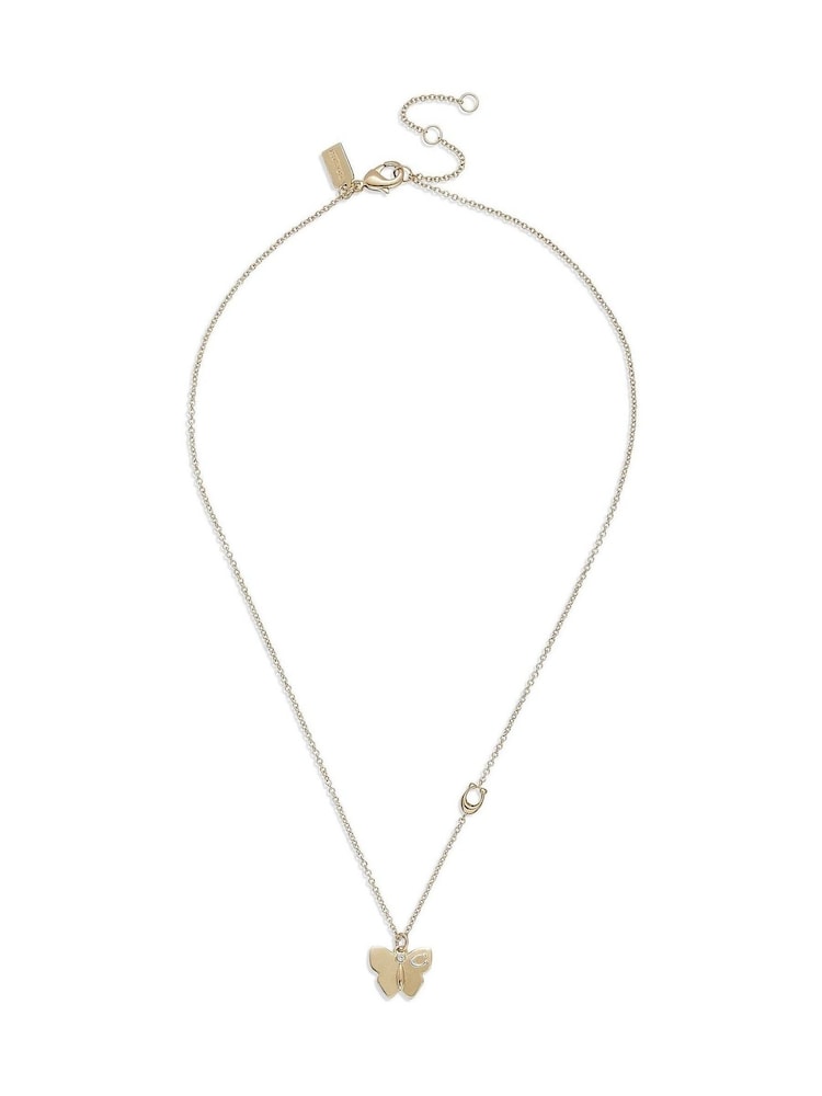 COACH Gold Tone Butterfly Pendant Necklace - Image 1 of 5