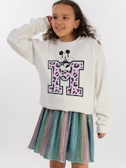Brands In White Girls Disney Mickey Mouse Pink Leopard Print Sweatshirt - Image 1 of 4