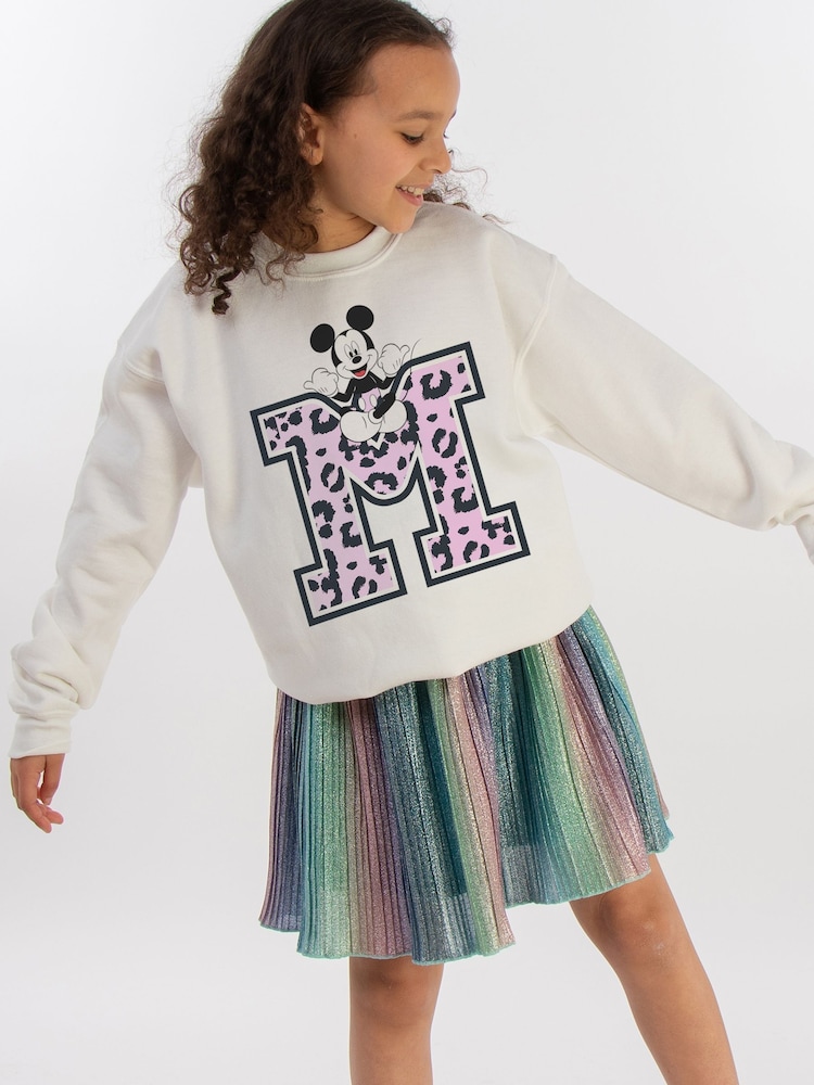 Brands In White Girls Disney Mickey Mouse Pink Leopard Print Sweatshirt - Image 2 of 4