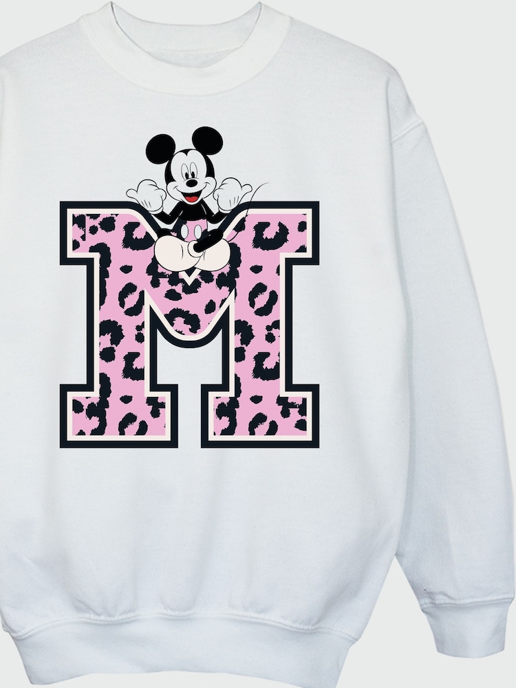 Brands In White Girls Disney Mickey Mouse Pink Leopard Print Sweatshirt - Image 4 of 4