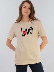 Brands In Natural Women Boyfriend Fit Disney Minnie Mouse Love 100% Cotton T-Shirt - Image 1 of 4