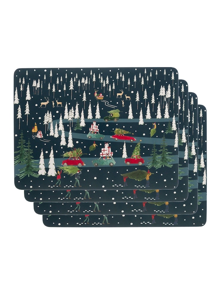 Sophie Allport Midnight Blue Home for Christmas Placemats Set of 4 - Image 2 of 2 Sophie Allport Midnight Blue Home for Christmas Placemats Set of 4 - Image 2 of 2
