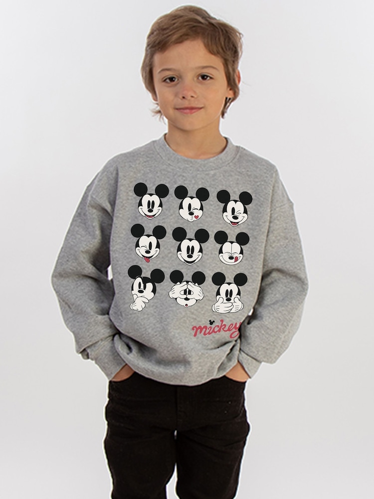 Brands In Grey Boys Disney Mickey Mouse Many Faces Sweatshirt - Image 2 of 4