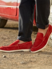 Joe Browns Red Suede Slip-On Summer Shoes - Image 1 of 6