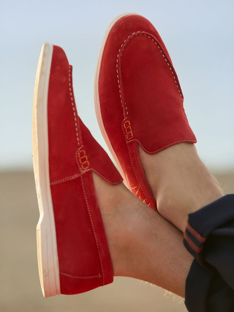 Joe Browns Red Suede Slip-On Summer Shoes - Image 2 of 6