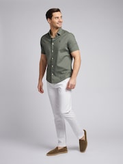 U.S. Polo Assn. Green Mens Linen Blend Short Sleeve Shirt - Image 4 of 7