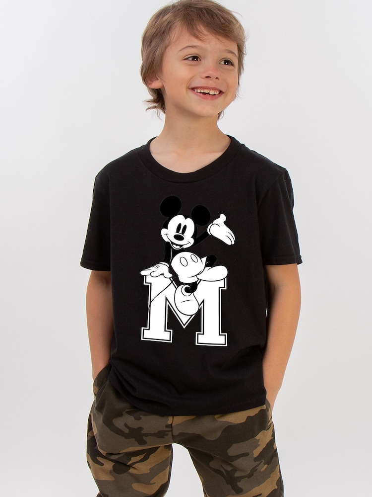 Brands In Black Boys Disney Mickey Mouse M Sitting 100% Cotton T-Shirt - Image 1 of 4