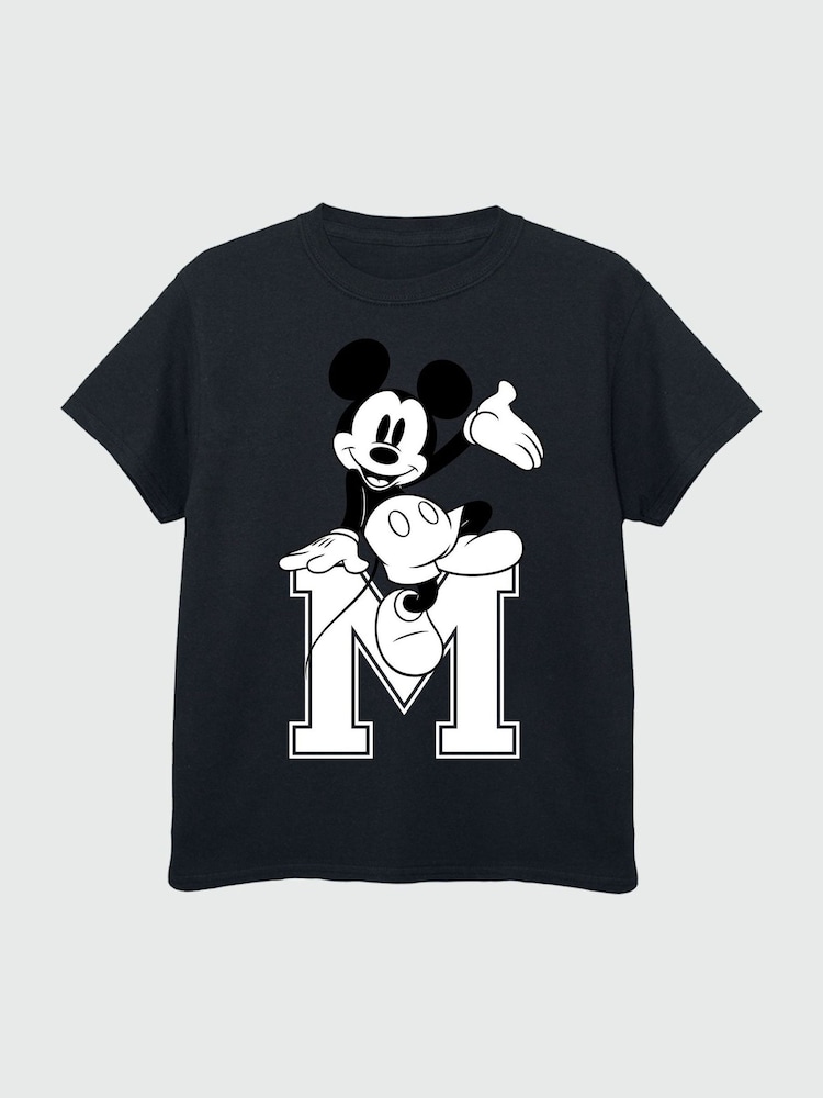 Brands In Black Boys Disney Mickey Mouse M Sitting 100% Cotton T-Shirt - Image 3 of 4