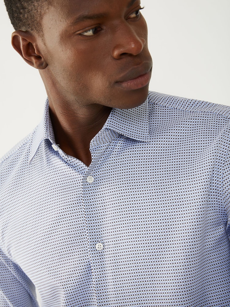 BOSS Blue Slim Fit Stretch Poplin Hank Shirt - Image 4 of 4 BOSS Blue Slim Fit Stretch Poplin Hank Shirt - Image 4 of 4