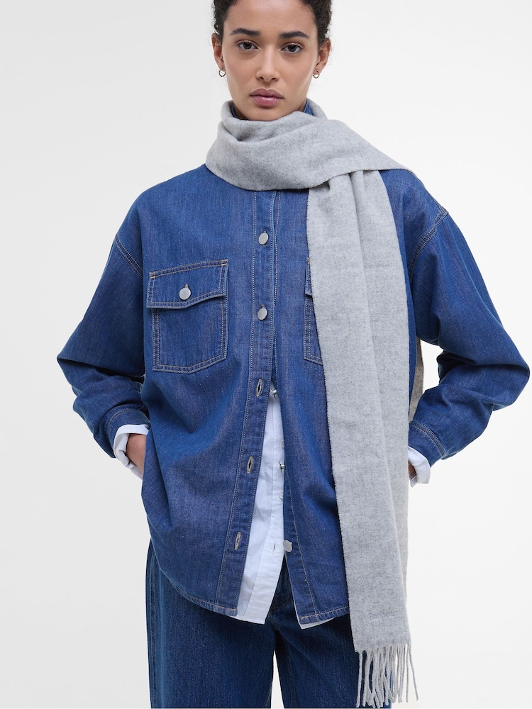 Barbour® Grey Lambswool Woven Scarf - Image 1 of 1