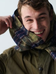 Barbour® Dark Green Tartan Lambswool Scarf - Image 3 of 4