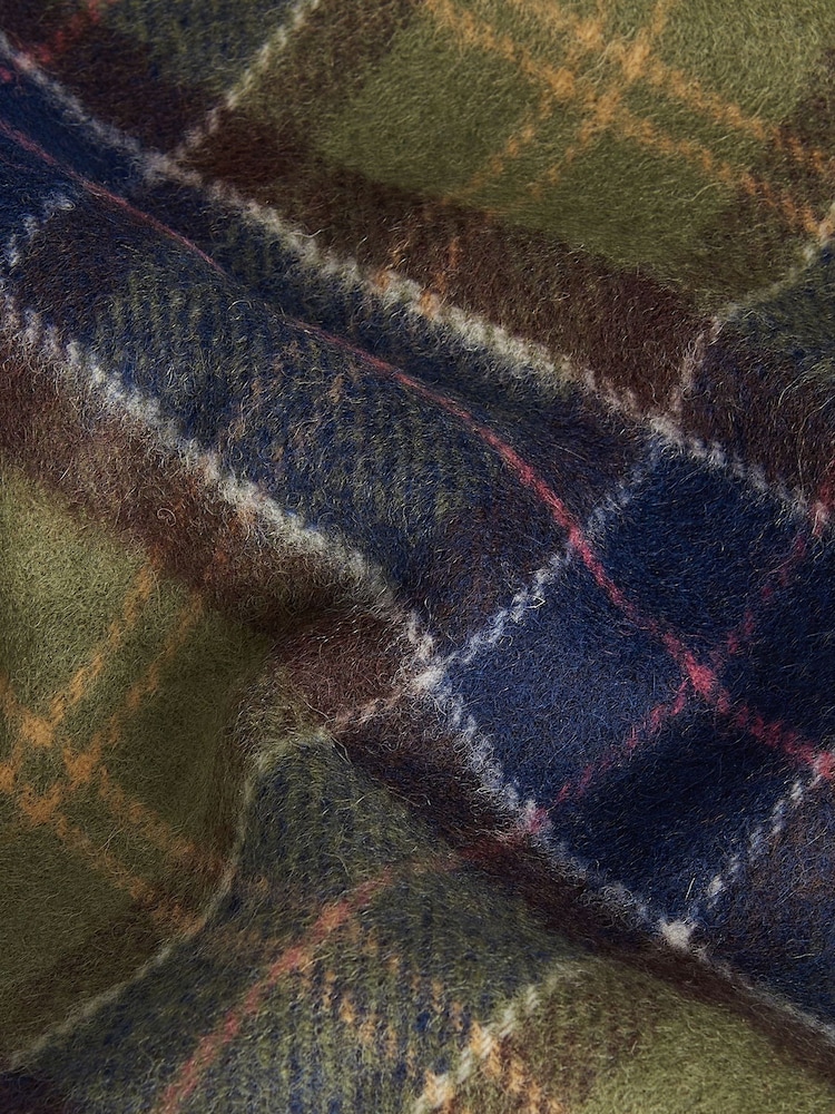 Barbour® Dark Green Tartan Lambswool Scarf - Image 4 of 4