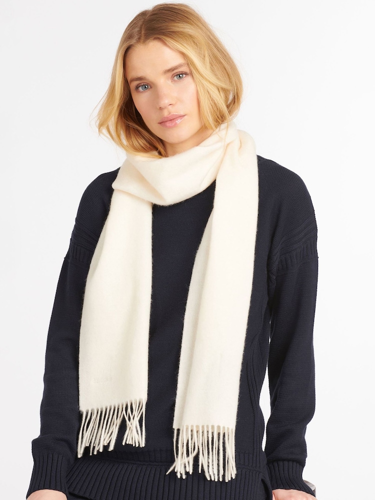 Barbour® Cream Lambswool Woven Scarf - Image 1 of 7