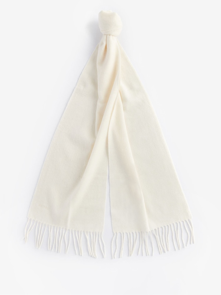 Barbour® Cream Lambswool Woven Scarf - Image 2 of 7